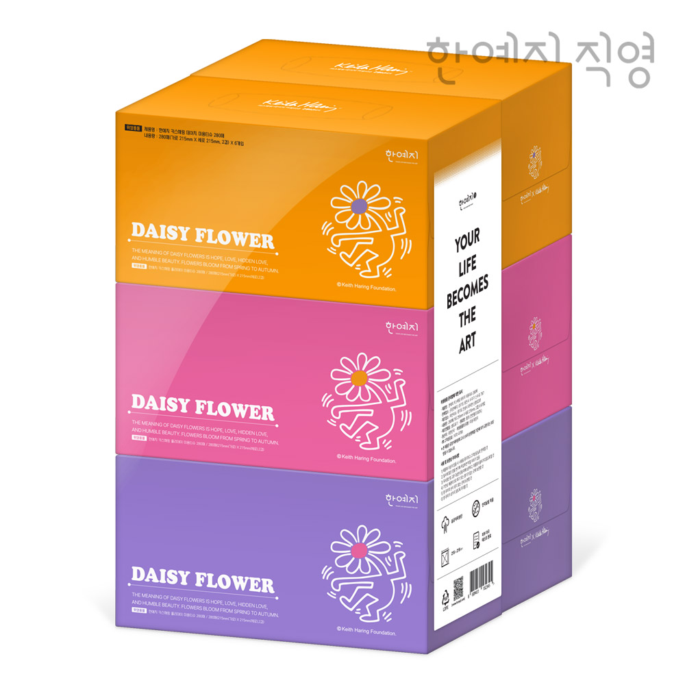 키스해링 데이지 미용티슈 6입 280매, 1개