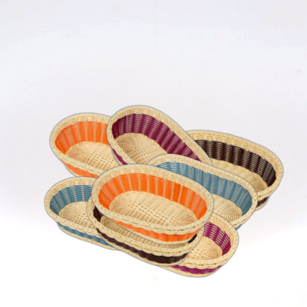 PP라탄 투톤 볼드 타원 바구니 내추럴바스켓 소품정리 수납 진열바구니 사탕 과자
