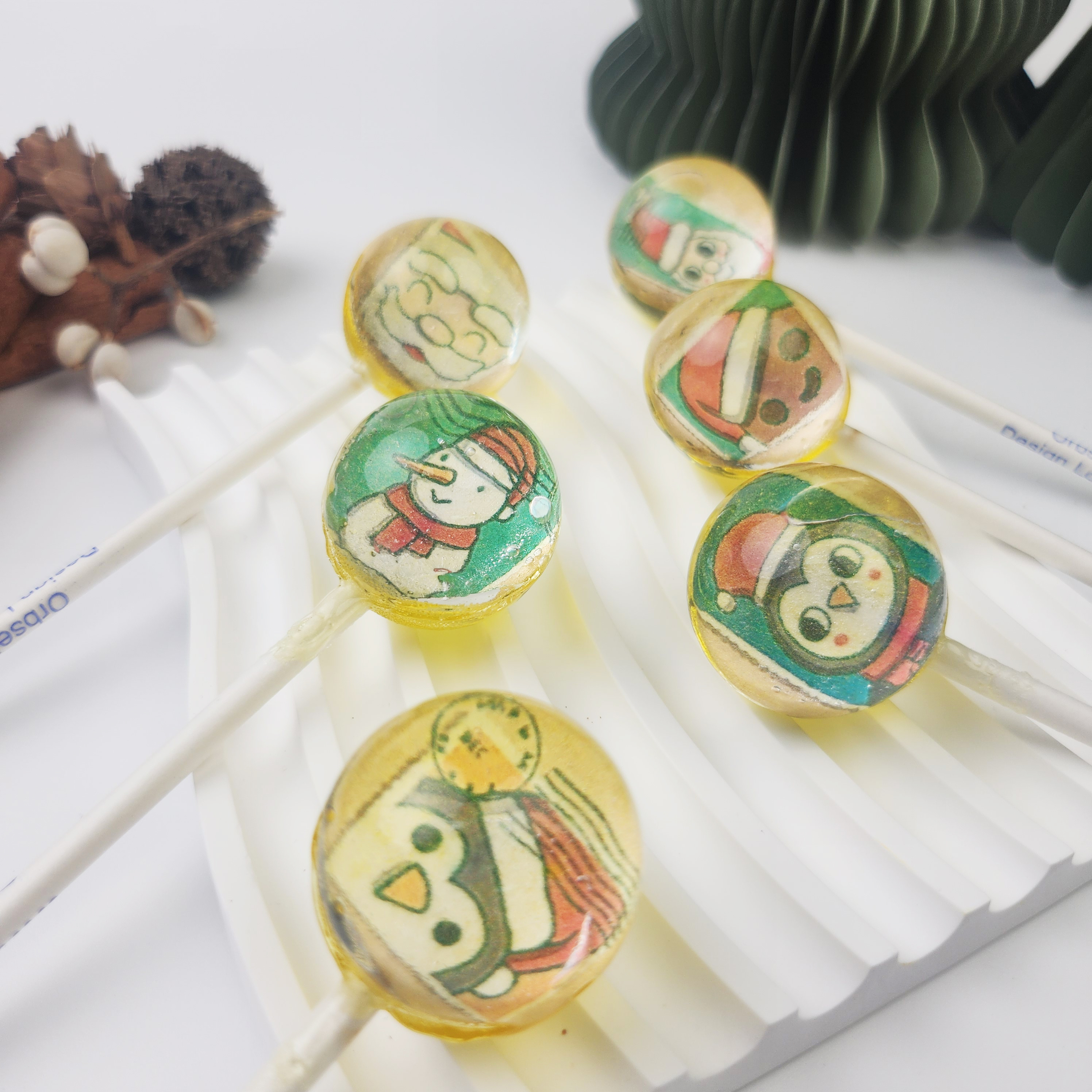 오브세이 선물 연휴 성탄절 산타 Christmas 크리스마스 캐릭터씰 파인애플밋 6개입 - 상세 이미지 2