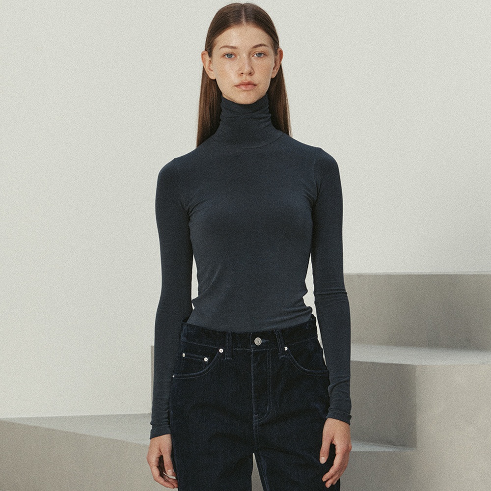 essential roll-neck top (charcoal) - 상품 이미지
