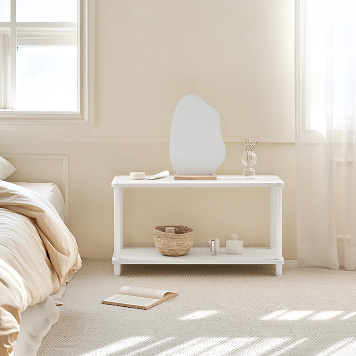 데일리 라운드 사각 선반 슬림 진열대 인테리어 수납 800, 3단, 화이트