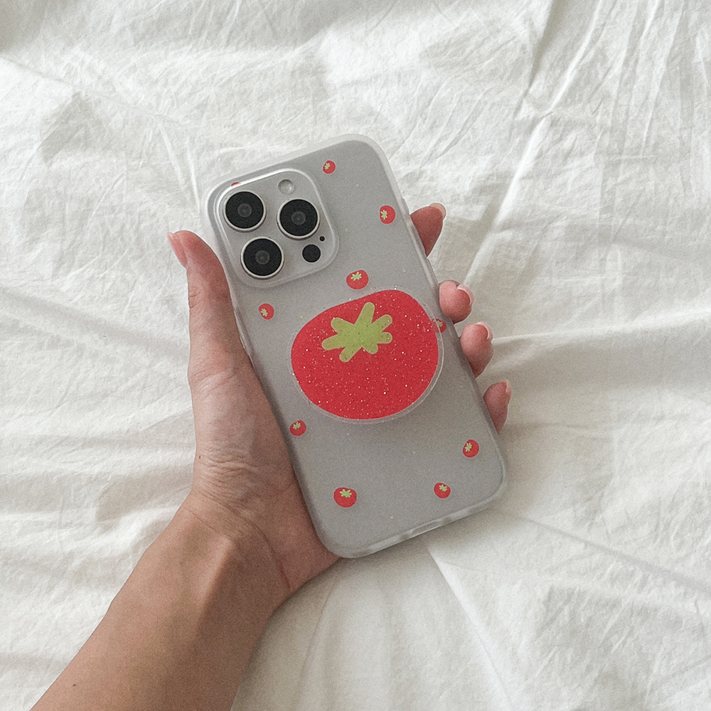 mini fruit pattern 아이폰 15 pro 케이스 클리어 반투명 젤리 tomato - 상세 이미지 4