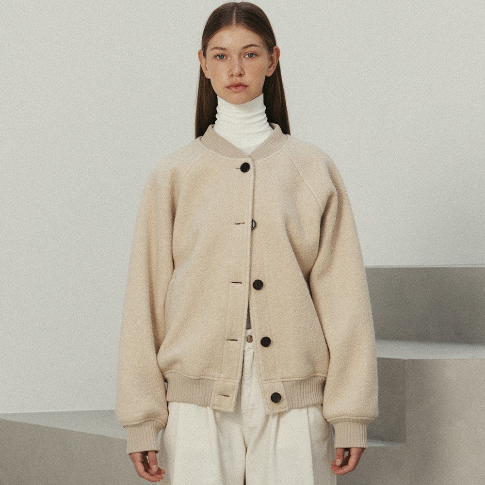 boucle wool blouson jacket (beige) - 상품 이미지