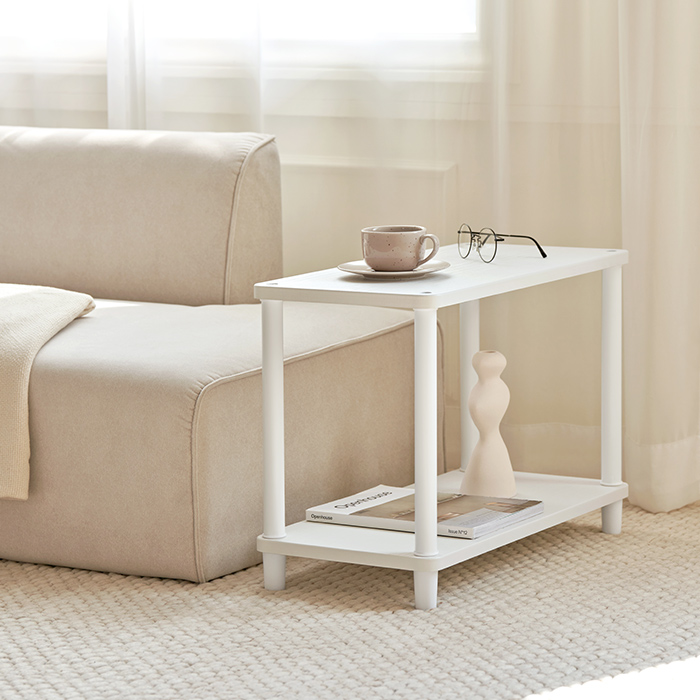 데일리 라운드 사각 선반 슬림 진열대 인테리어 수납 800, 3단, 화이트