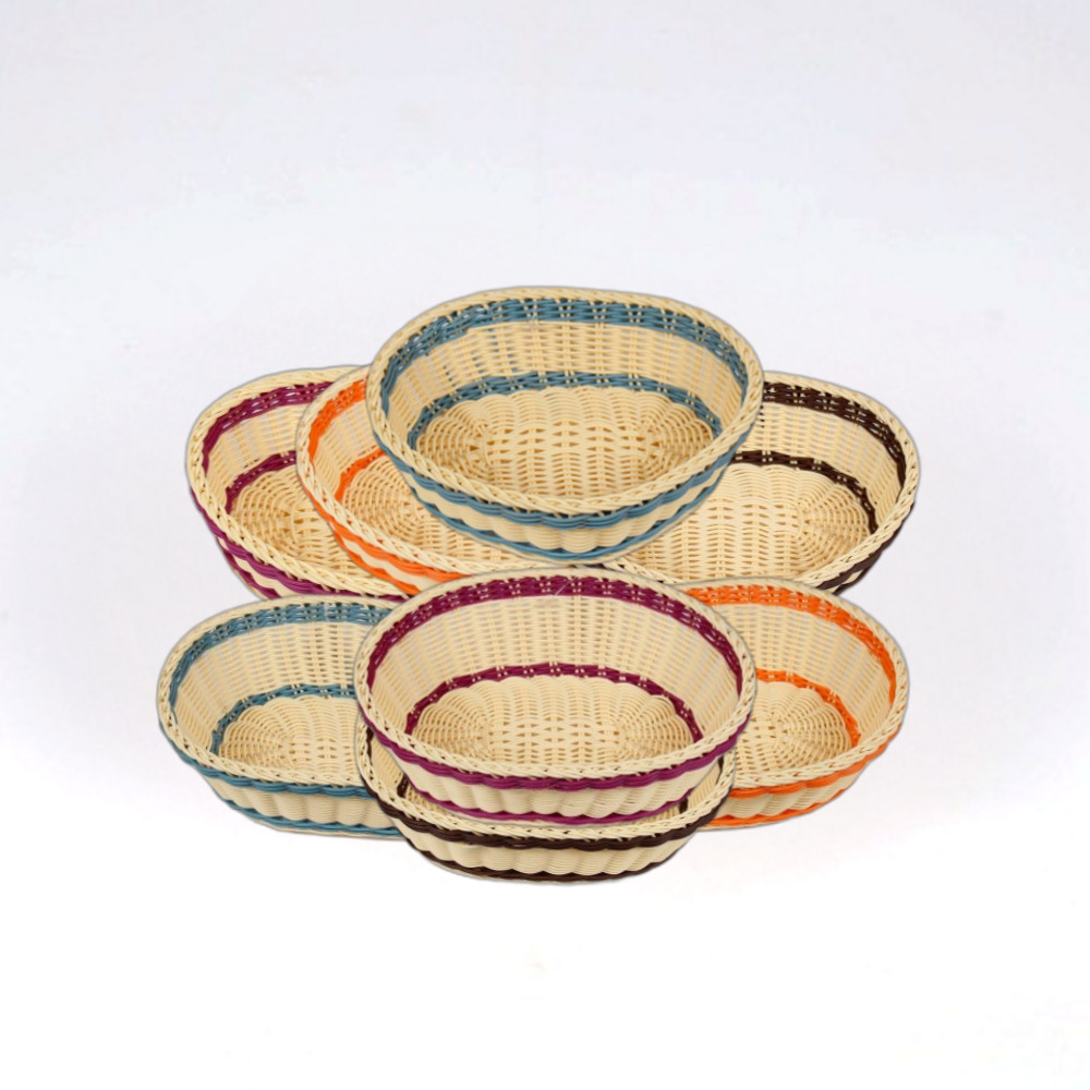 PP라탄 투톤 하트형 원형 바구니 사탕 과자 내추럴바스켓 소품정리 수납 진열바구니