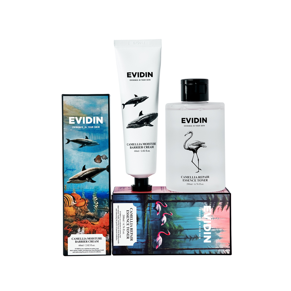 [속광세트] 에비딘 까멜리아 리페어 에센스 토너 200ml X 에비딘 까멜리아 모이스처 베리어 크림 60ml - 상품 이미지