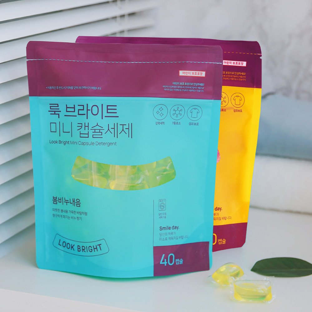 캡슐세제 여행용 운동복 실내건조 미세먼지세탁세제 미니룩브라이트 40+40개입