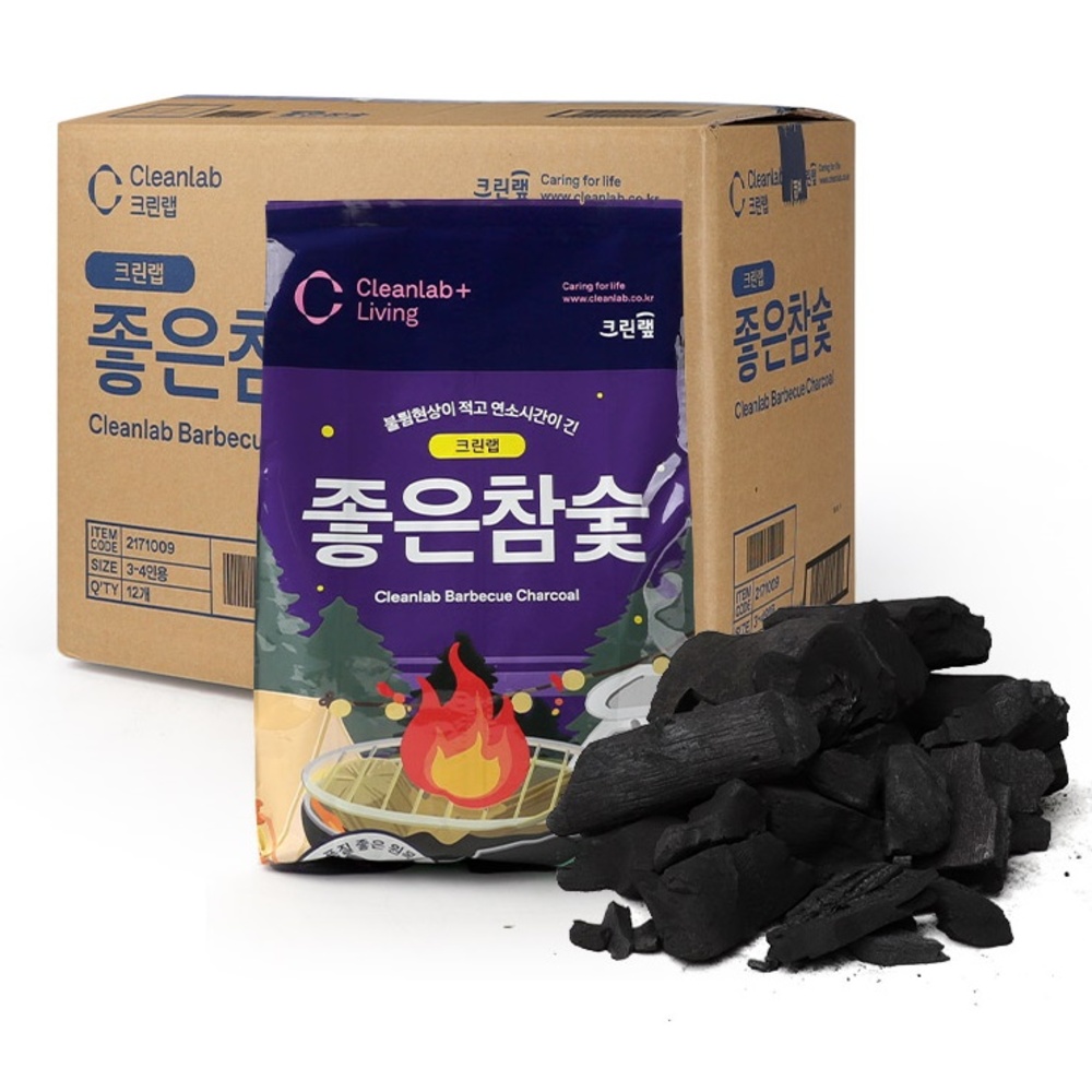 크린랩 캠핑 바베큐 참숯 고기 구이용 숯 3-4인 1kg 12입 1박스 - 상세 이미지 4