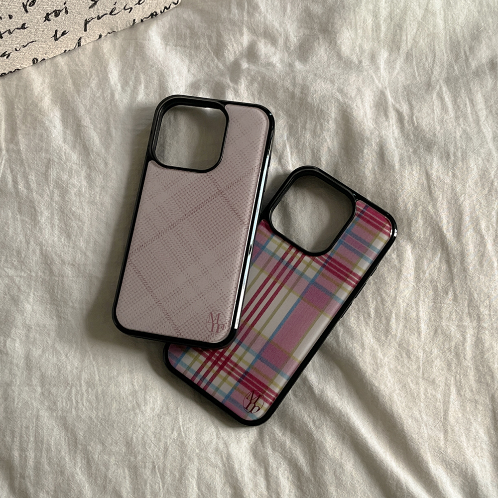vintage tartan check 아이폰 16 pro 에폭시 범퍼 케이스 pink - 상세 이미지 2
