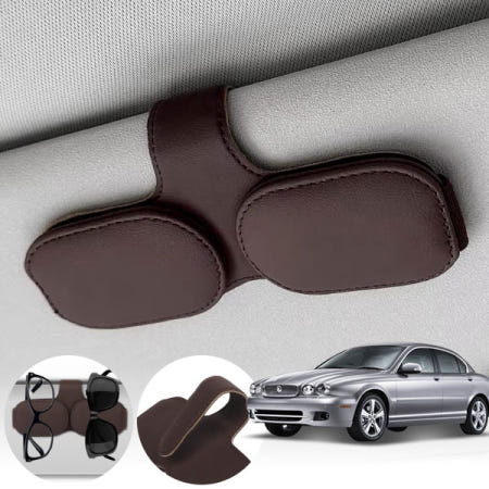 자체제작 파츠라인 X타입 차량용 고급 가죽 선글라스 안경 자석 거치대 브라운 1개