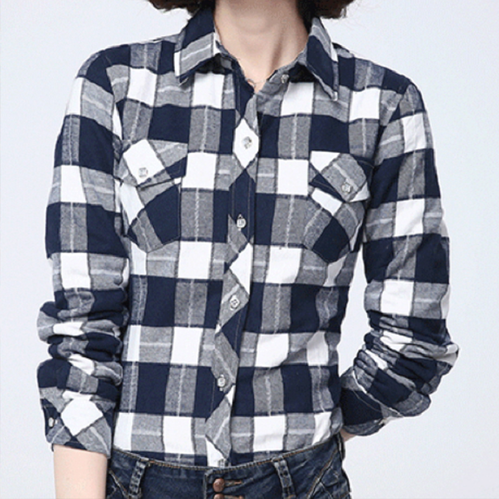 체크 무늬 셔츠 기모 남방 겨울 가을 봄 데일리 중년 여성 여자 슬림핏 숏 안감 털 퍼 - 상품 이미지