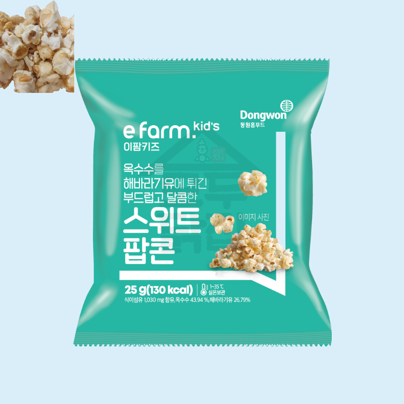 동원홈푸드 이팜키즈 스위트팝콘 25g 카라멜팝콘 아이들 간식 스낵 어린이 유치원 어린이집 - 상품 이미지