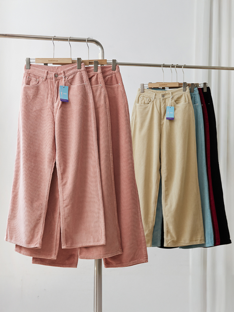 [재진행/정상가 29800]팬톤 3단기장 코듀로이 골덴 와이드 팬츠 - 상품 이미지