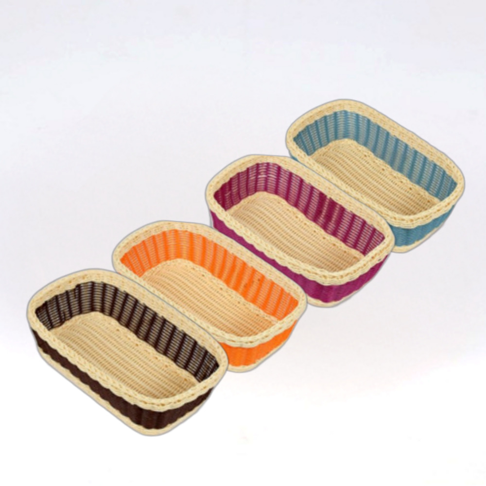 PP라탄 투톤 볼드 직사각 바구니 내추럴바스켓 소품정리 수납 진열바구니 사탕 과자