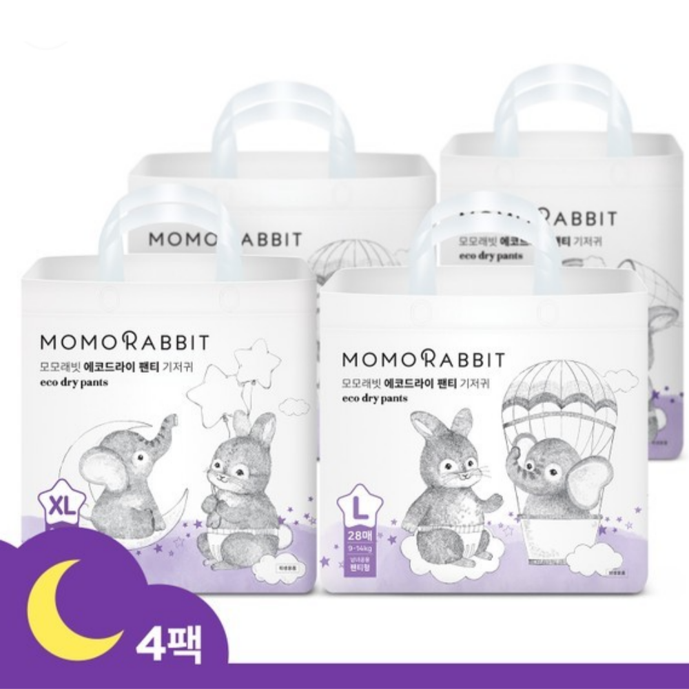 모모래빗 에코드라이 팬티 기저귀 4팩 특대형 공용 (밤기저귀 추천) : 도도네 상점
