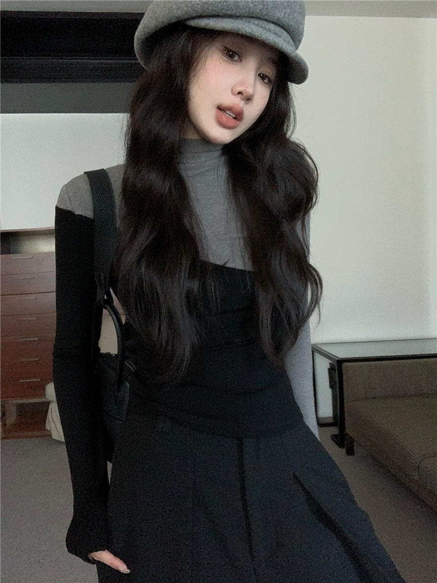 반전 투톤 풀오버 긴팔 티셔츠 겨울 슬림핏 이너탑 - 상세 이미지 3