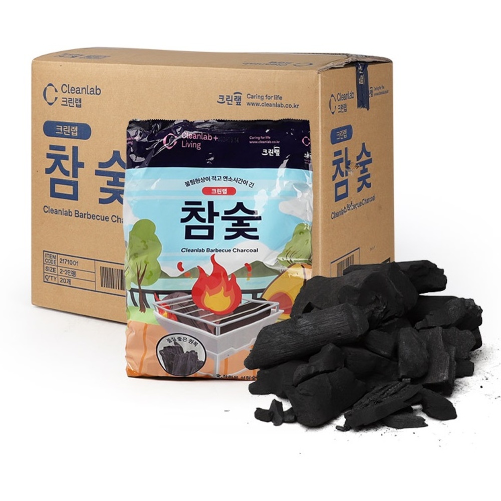 크린랩 캠핑 바베큐 참숯 고기 구이용 숯 3-4인 1kg 12입 1박스 - 상세 이미지 4