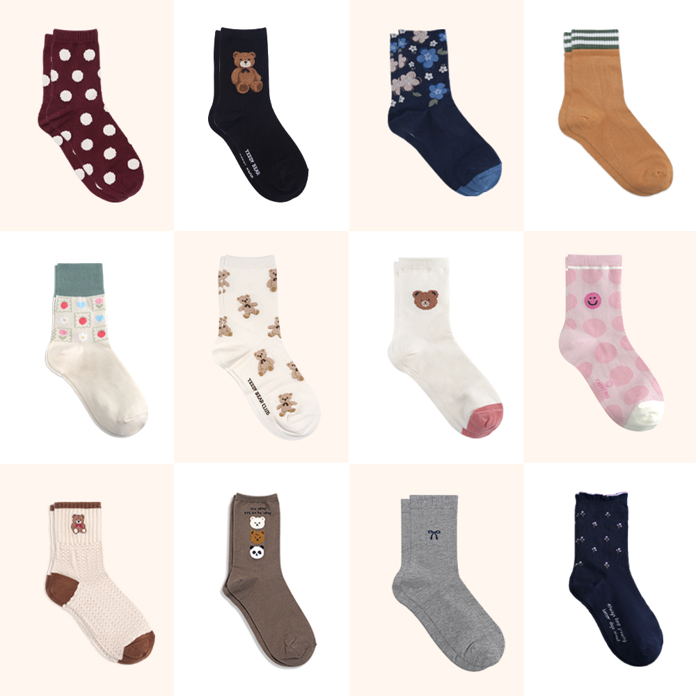 삭피엔스 여성 패션 캐주얼 골지 중목 긴 양말 추천 기획전 제품 이미지