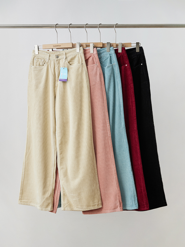 [재진행/정상가 29800]팬톤 3단기장 코듀로이 골덴 와이드 팬츠 - 상세 이미지 4