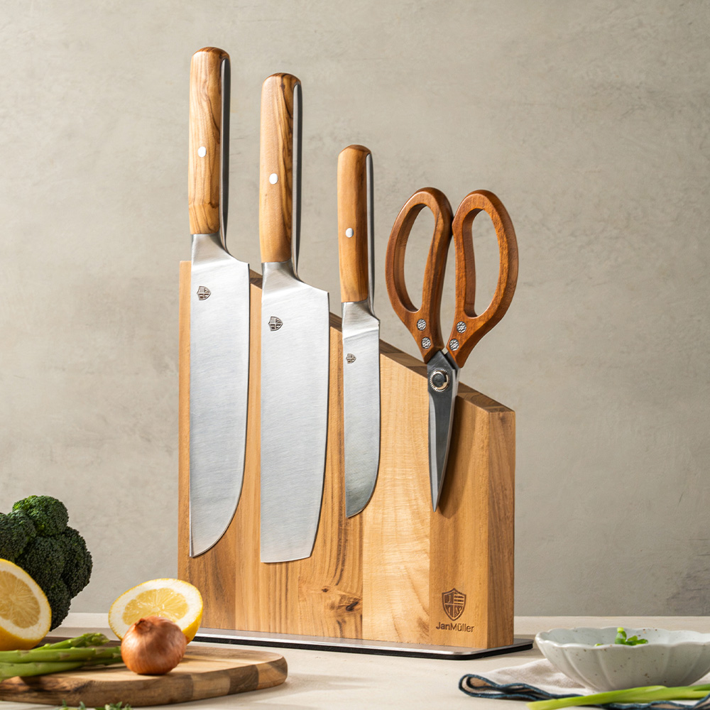 얀뮬러 티크우드 자석 칼 블럭 거치대 제품 이미지