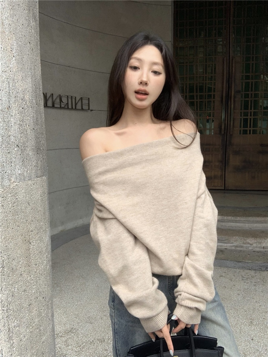 오프숄더 여성 긴팔 스웨터 여성수입의류 데이트룩 - 상세 이미지 2