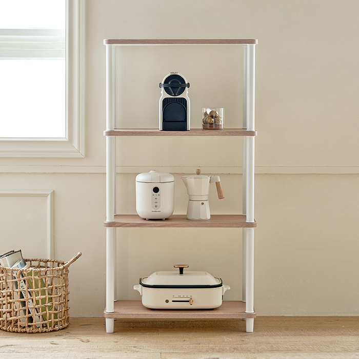 데일리 라운드 사각 선반 슬림 진열대 인테리어 수납 800, 3단, 화이트