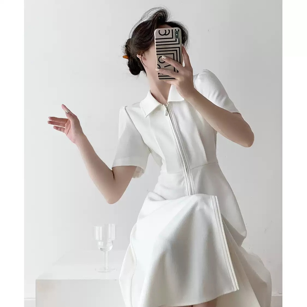 아일릿 윤아 원피스 화이트 공식유튜브 카라넥 프렌치 의상 옷 패션 - 상세 이미지 3