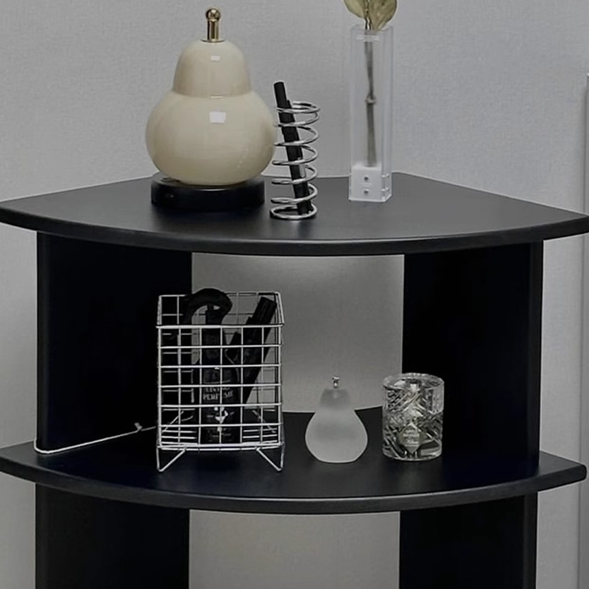 티어드 블랙 코너 원목 선반 코너장 이미지 7