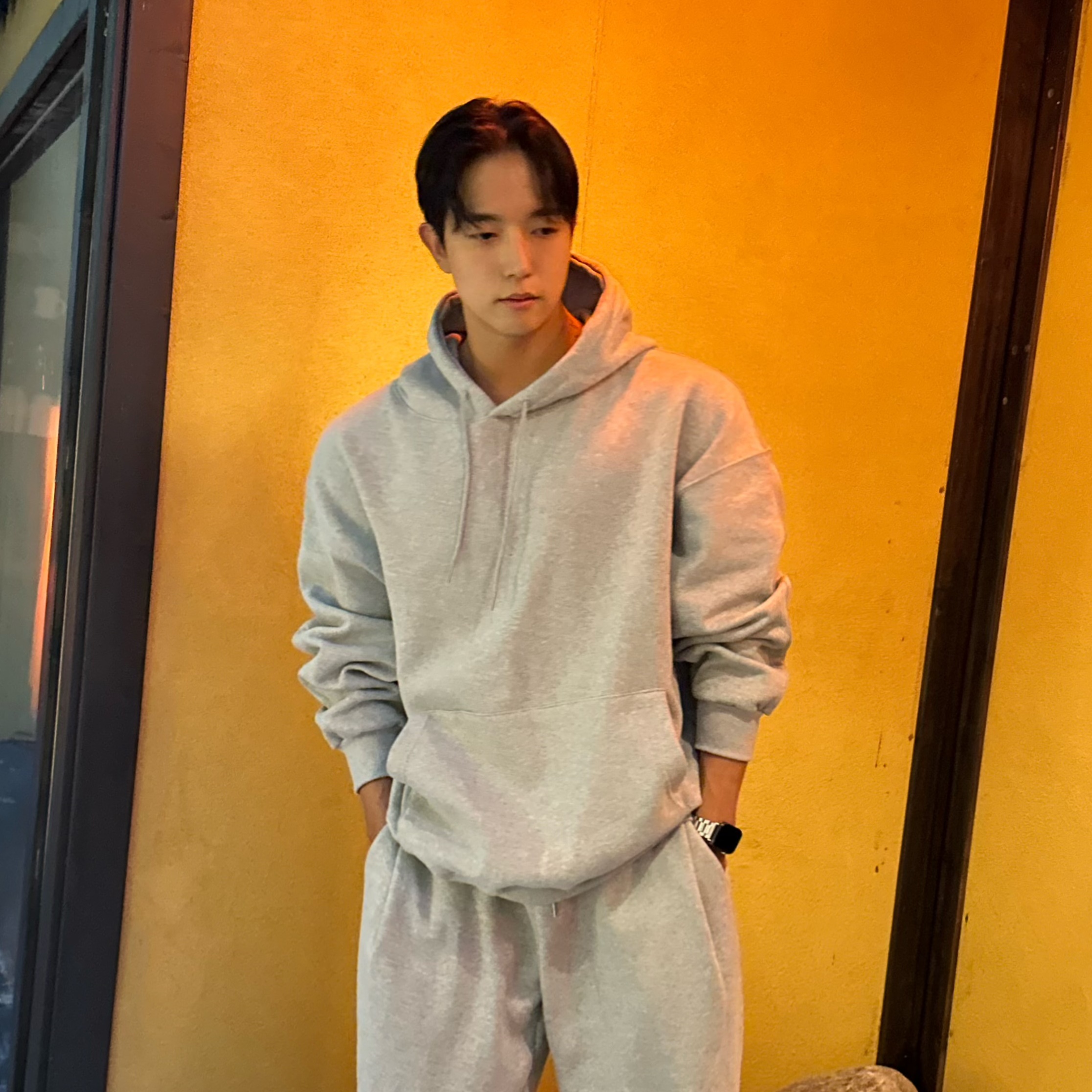 남자기모후드티 회색후드티 - 상품 이미지
