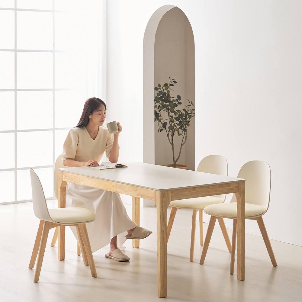 로렌 4인용 원목 포세린 세라믹 식탁세트 1400 (의자4)