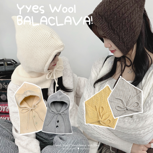 바라클라바 니트머플러 넥워머 목토시 후드머플러 니트모자 헤어커치프 보넷 겨울두건 - 상세 이미지 2