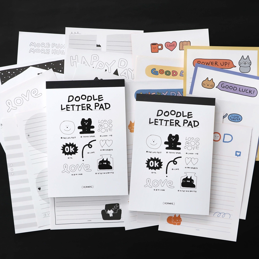 아이코닉 두들 편지지 패드(캐릭터 선물 감사 기념일 친구 생일 일러스트 대용량 )White 제품 이미지