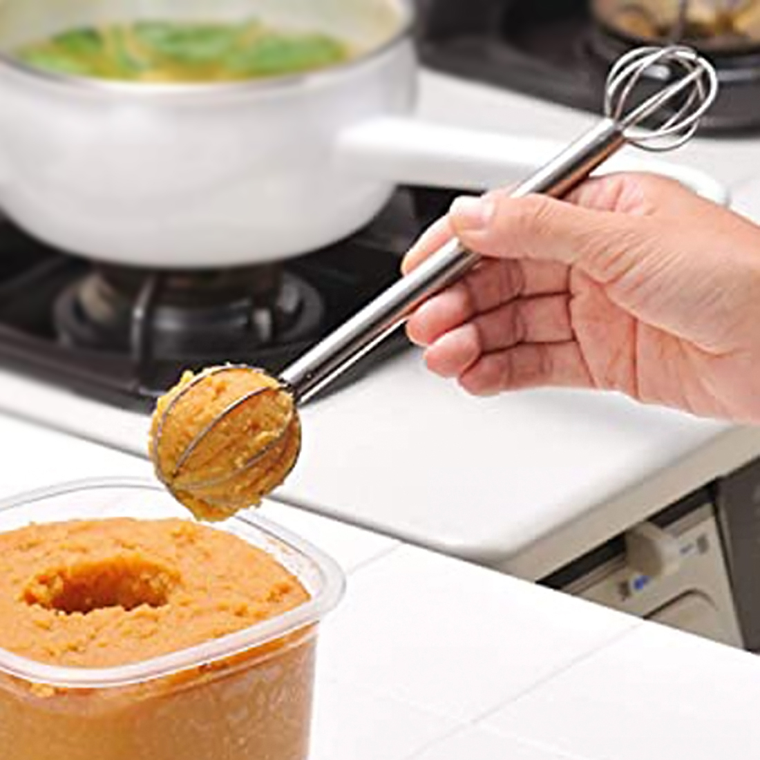 스텐 된장머들러 된장 계량스푼 계란 섞기 풀기 휘퍼 거품기 수동 휘핑기