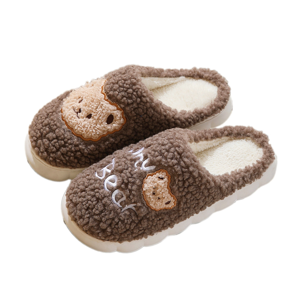 겨울실내화 털실내화 사무실 방한 실내용 슬리퍼 여성 학교 극세사곰돌이