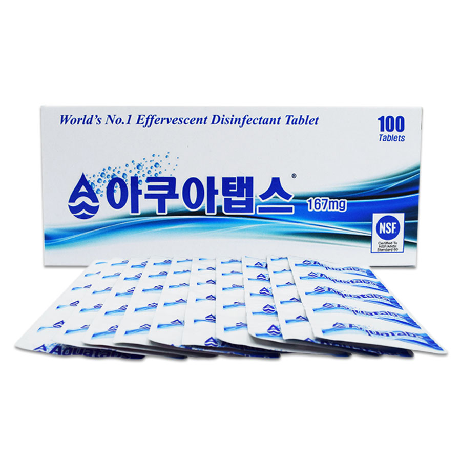 AQT-100 저수조소독약 내부살균세척 아쿠아탭스 100정 정수기부품 : 삼개월