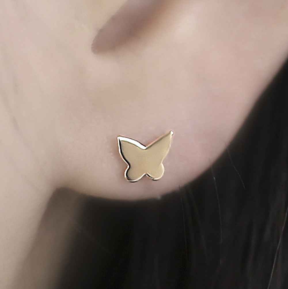 14K나비귀걸이 14케이 18K 여자 명품 데일리 귀고리 나비 금 침 귀걸이 - 상품 이미지