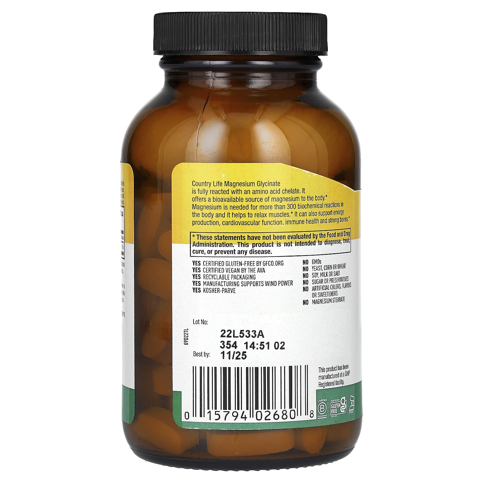 컨트리라이프 킬레이트 마그네슘 글리시네이트 400mg 90정, 3개 - 상세 이미지 3