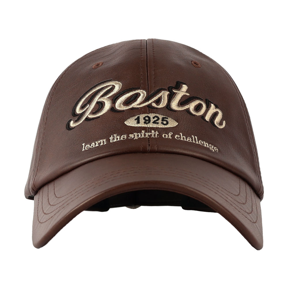 국내제작 레더 레트로 볼캡 가죽 모자 BOSTON 자수 커플 여자 남자 캡모자 - 상세 이미지 2