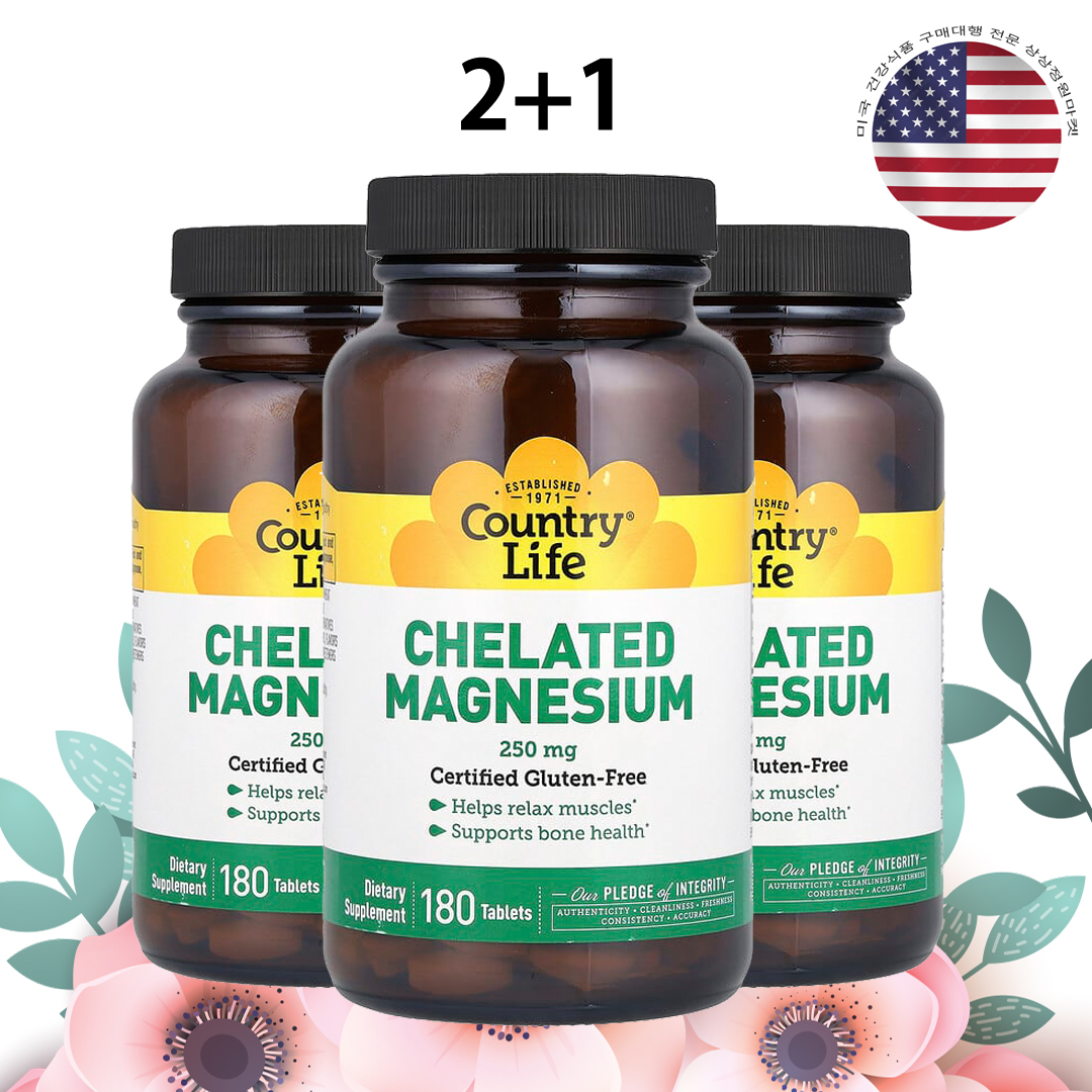 컨트리라이프 킬레이트 마그네슘 250mg 180정, 3개 - 상품 이미지