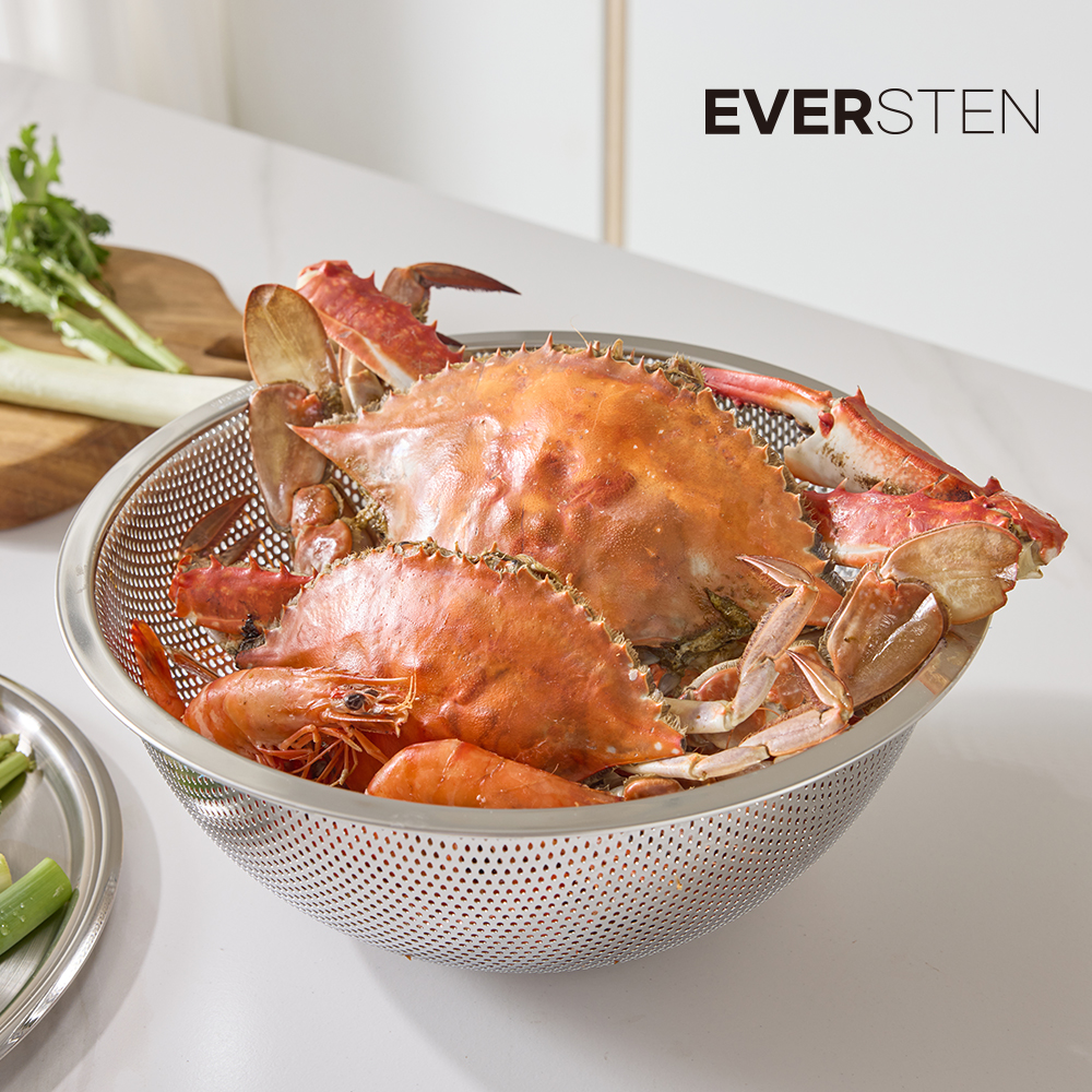 에버스텐 채반 3종 세트 스텐 찜기 물빠짐 쌀세척볼 - 상세 이미지 3