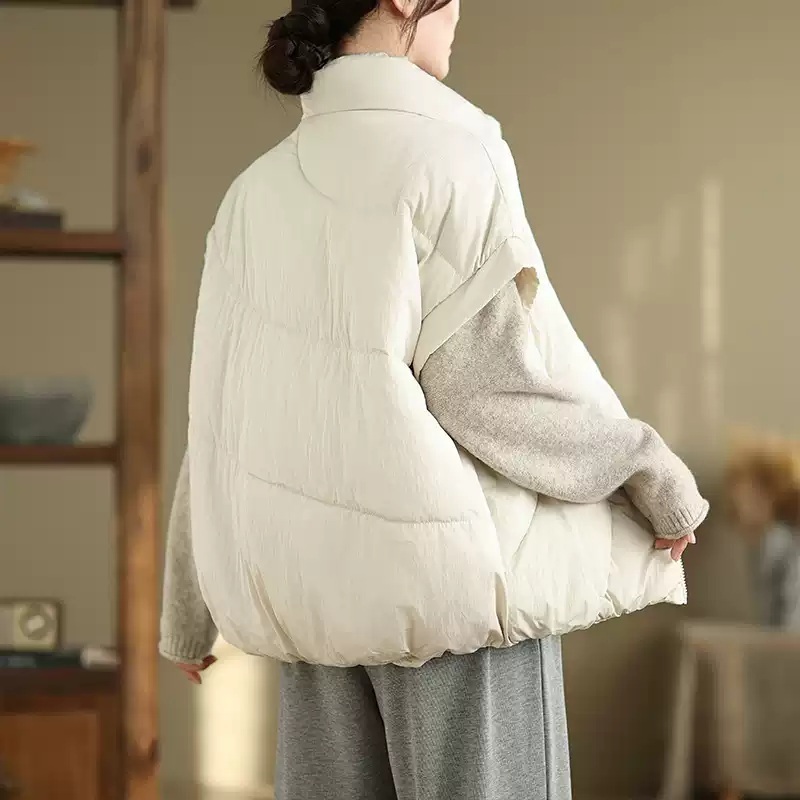 반팔 골프 경량패딩 루즈핏 두꺼운 스탠드카라 가을 겨울 세련된 캐주얼 디자인 블랙 3컬러 - 상세 이미지 5