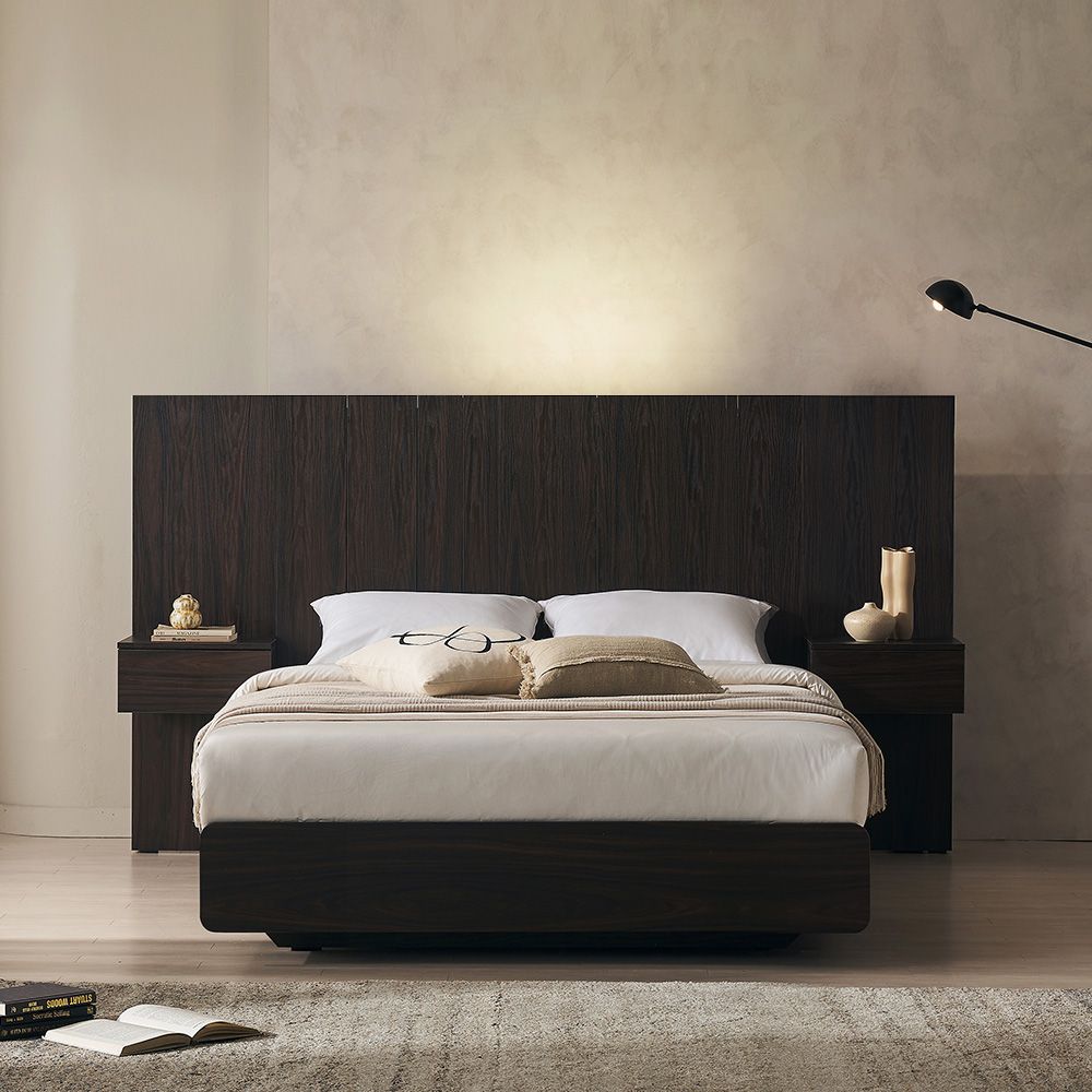 장인가구 까르뎅차콜 E0등급 LED 호텔 평상형 침대프레임 슈퍼싱글 SS