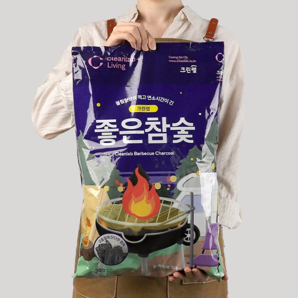 크린랩 캠핑 바베큐 참숯 고기 구이용 숯 5-6인 2kg 8입 1박스 - 메인 이미지
