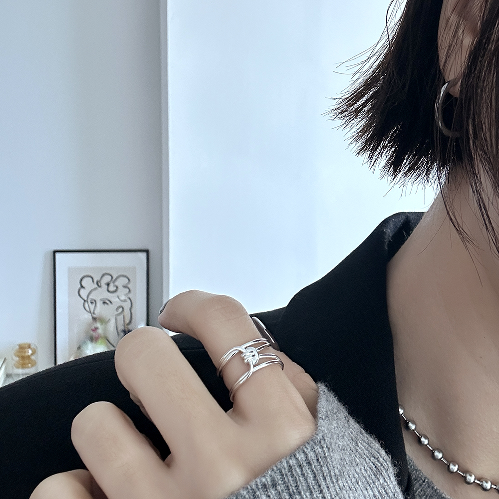 silver925 볼드 매듭 꼬임 오픈 사이즈조절 은 반지 실버925 이미지 6