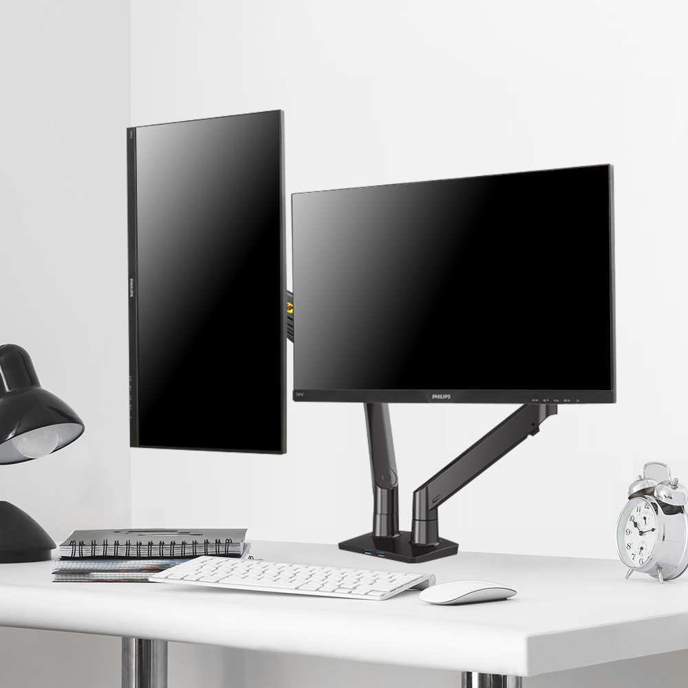 노스바유 NB F195A 고중량 듀얼 블랙 모니터암 거치대