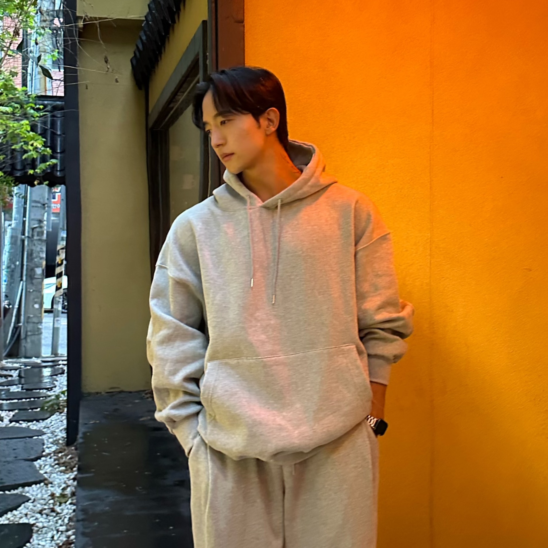 남자기모후드티 회색후드티 - 상세 이미지 2
