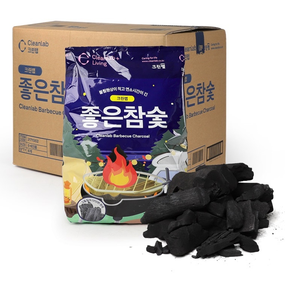 크린랩 캠핑 바베큐 참숯 고기 구이용 숯 5-6인 2kg 8입 1박스 - 상세 이미지 4