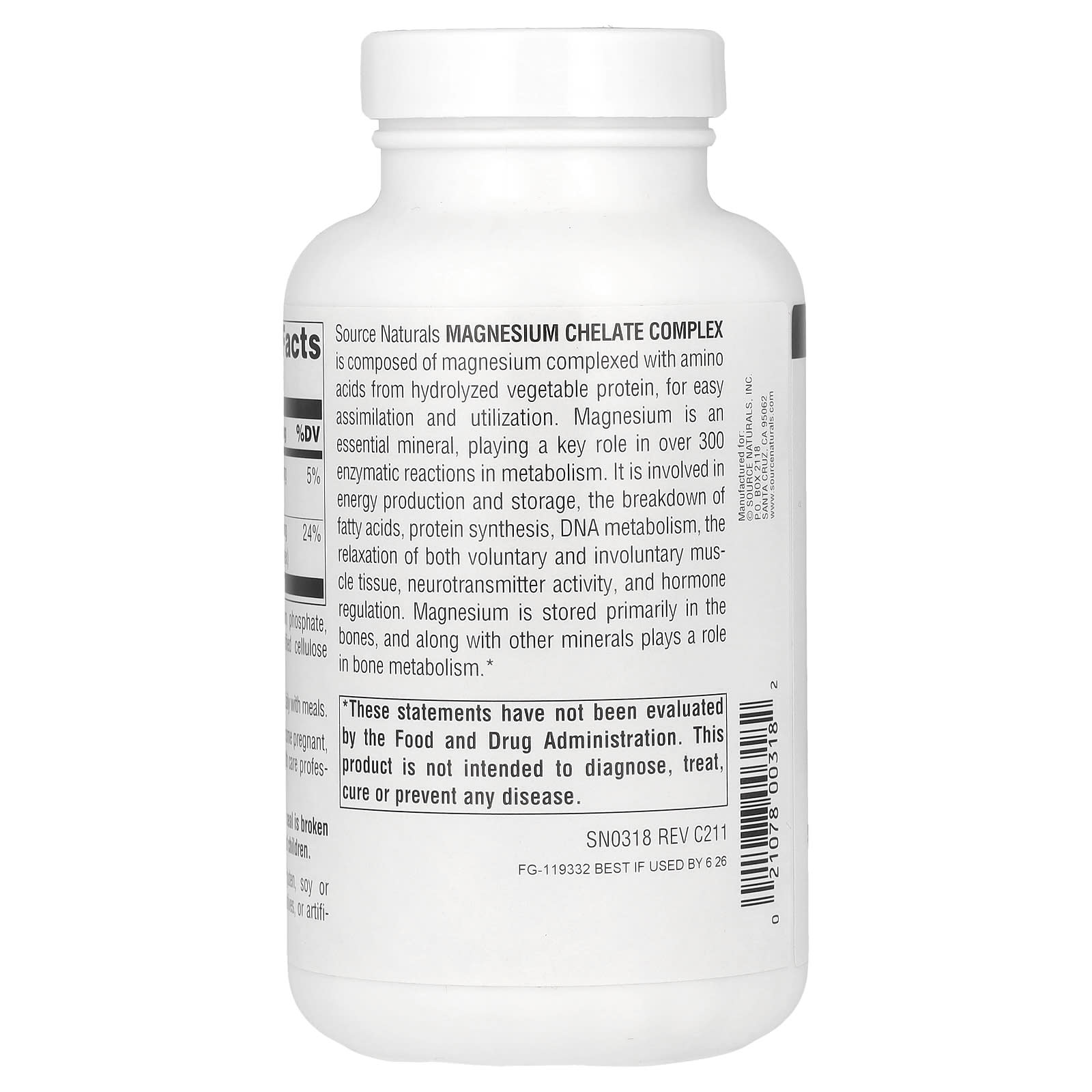 소스내츄럴 킬레이트 마그네슘 콤플렉스 100mg 250정, 3개 - 상세 이미지 3