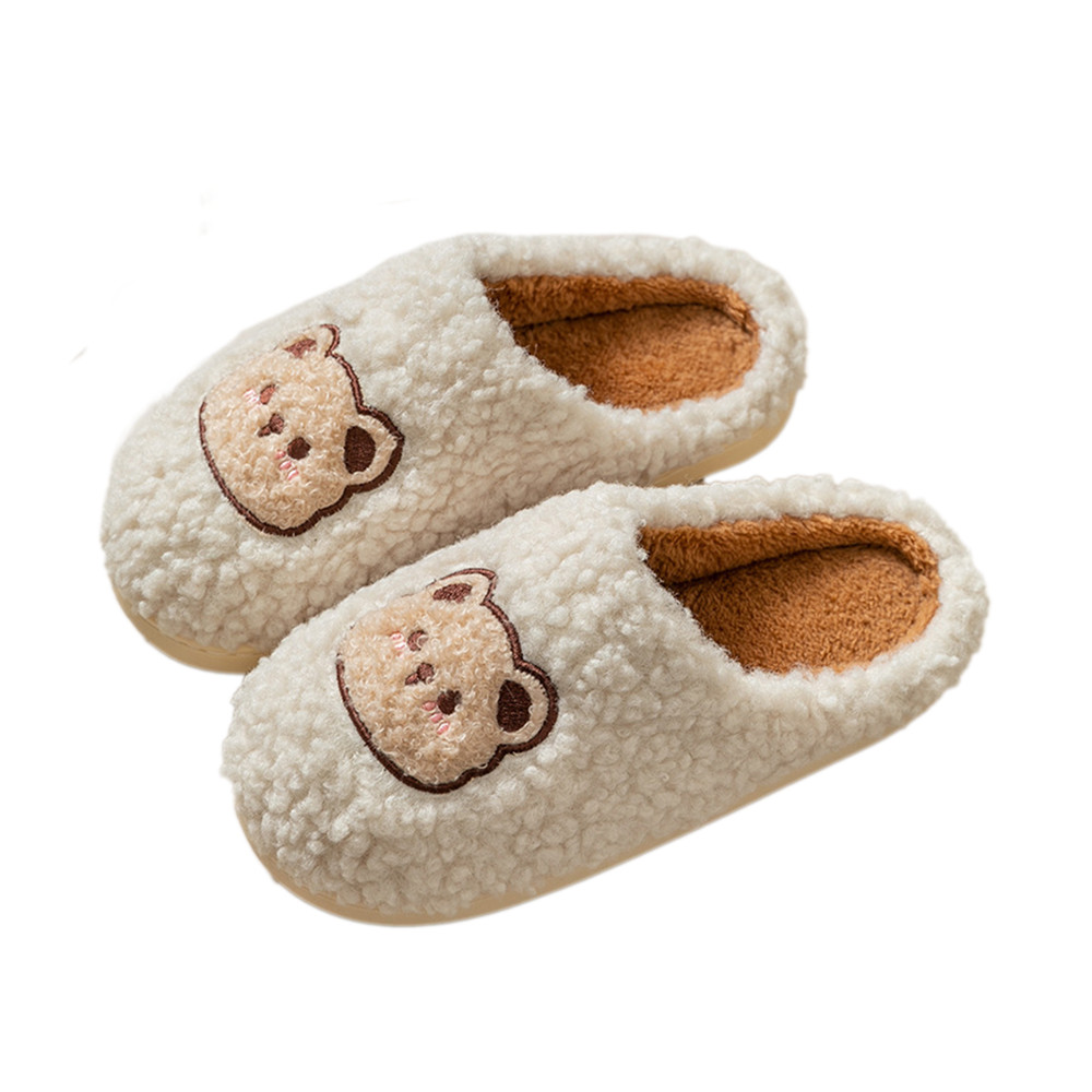 겨울실내화 털실내화 사무실 방한 실내용 슬리퍼 여성 학교 극세사곰돌이