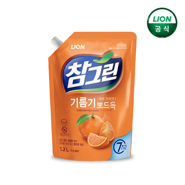 참그린 기름기 뽀드득 천혜향 1.2L 리필 x 1개 / 주방세제